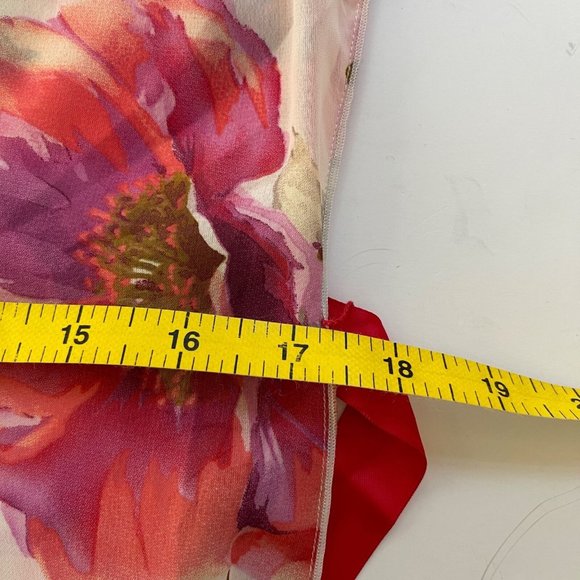 Sandra Darren Sheer Floral Panel Dress & Sweater set 12 Ivory Orange Flare Lined - Picture 9 of 12